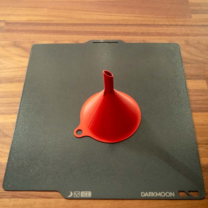 Bambu Lab Cool Plate ICE by Darkmoon 3D for X1C and P1S with Red Funnel on it